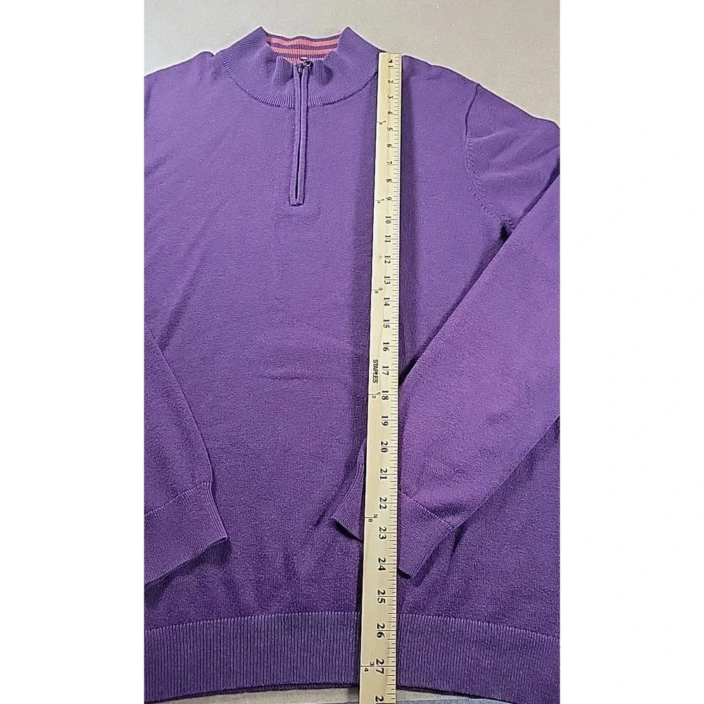 J McLaughlin BURGANDY Ribbed 1/4 Zip Pullover Sweater Men's Size MEDIUM‎